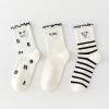 Women's Spring and Autumn Happy Puppy Pattern Lace Princess Socks (3 Pairs)