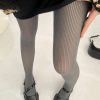 Women's vertical striped seamless bottoming slimming jacquard pantyhose