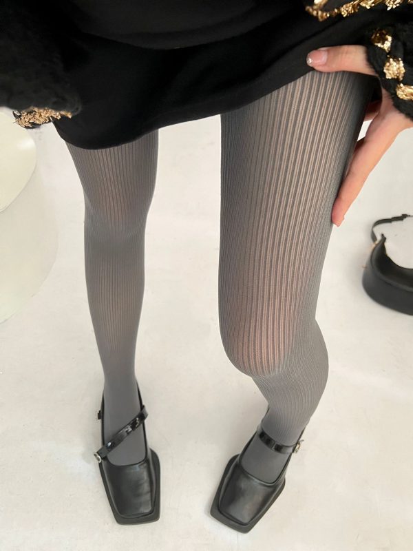 Women's vertical striped seamless bottoming slimming jacquard pantyhose