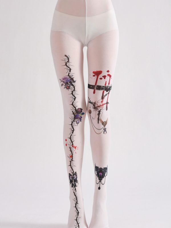 COSPLAY style dark anime print pantyhose