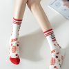 Women's Spring and Autumn French Oil Painting Style Retro Fashion Socks (5 Pairs)