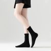 Women's Spring and Autumn Black Cotton Fashion Socks (3 Pairs)