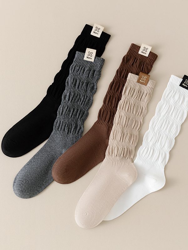 Women's autumn and winter multi-color anti-shedding loose socks (5 pairs)
