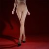 Women's bare legs slim shiny pantyhose