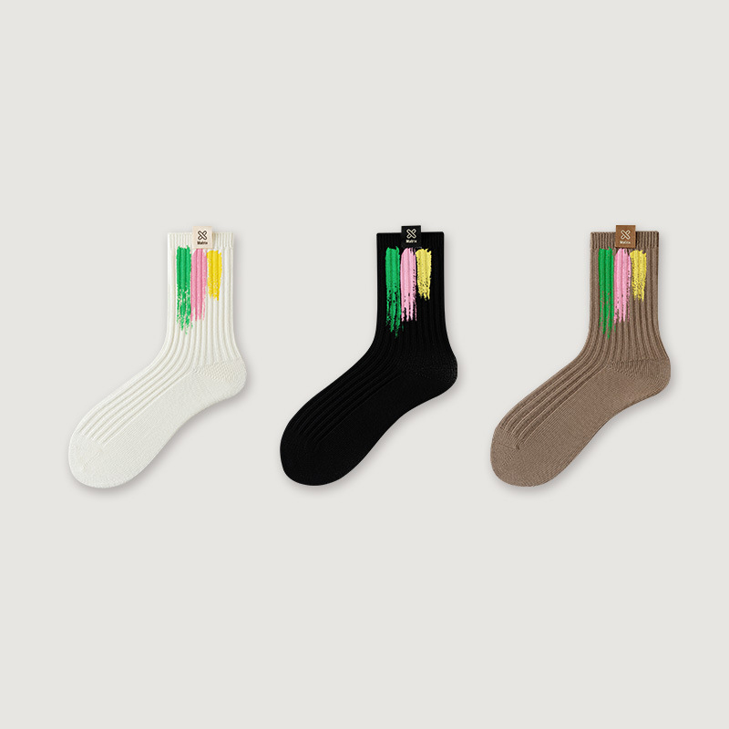 Women's Spring and Autumn Palette Graffiti Fashion Socks (3 Pairs)