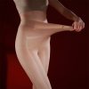 Women's bare legs slim shiny pantyhose