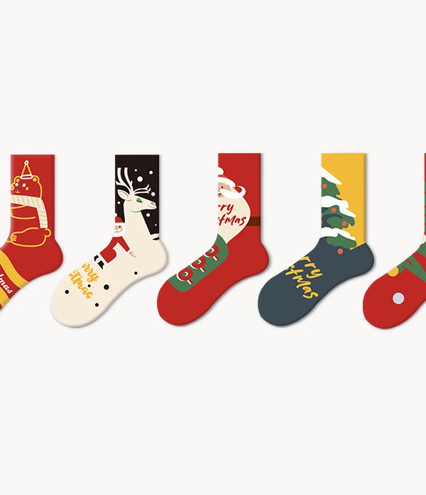 Autumn and Winter Fashion Christmas Cartoon Socks Set (5 Pairs)