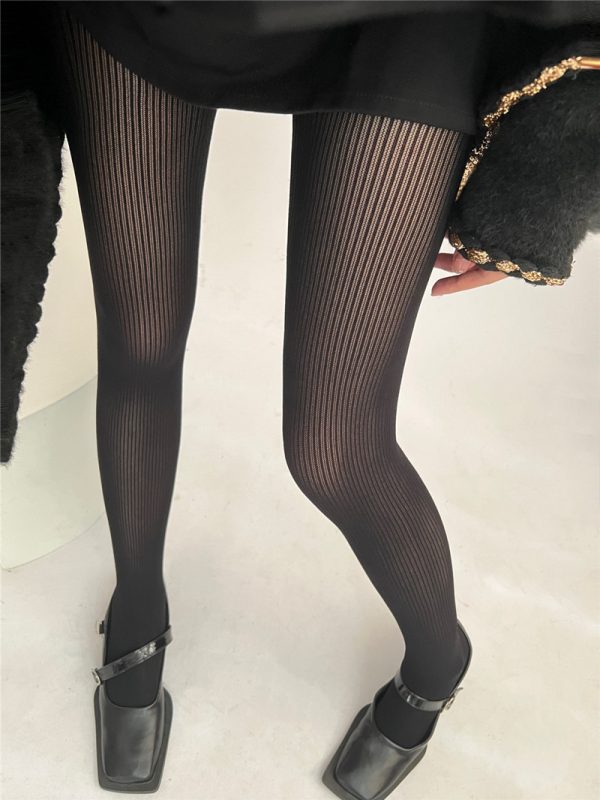 Women's vertical striped seamless bottoming slimming jacquard pantyhose