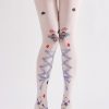 Poker style strappy printed pantyhose