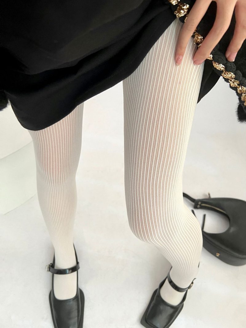 Women's vertical striped seamless bottoming slimming jacquard pantyhose