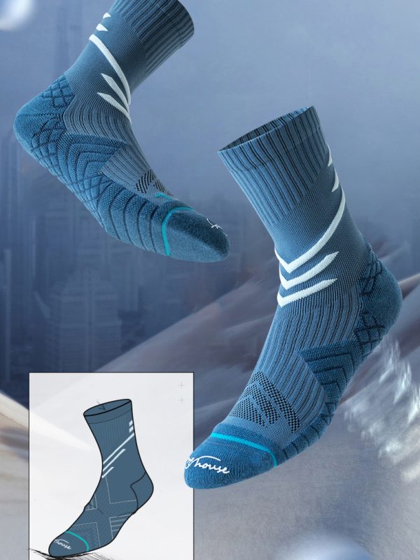 Men's autumn and winter breathable plush bottom professional running socks