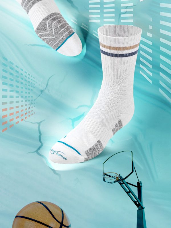 Men's summer antibacterial breathable non-slip professional basketball socks