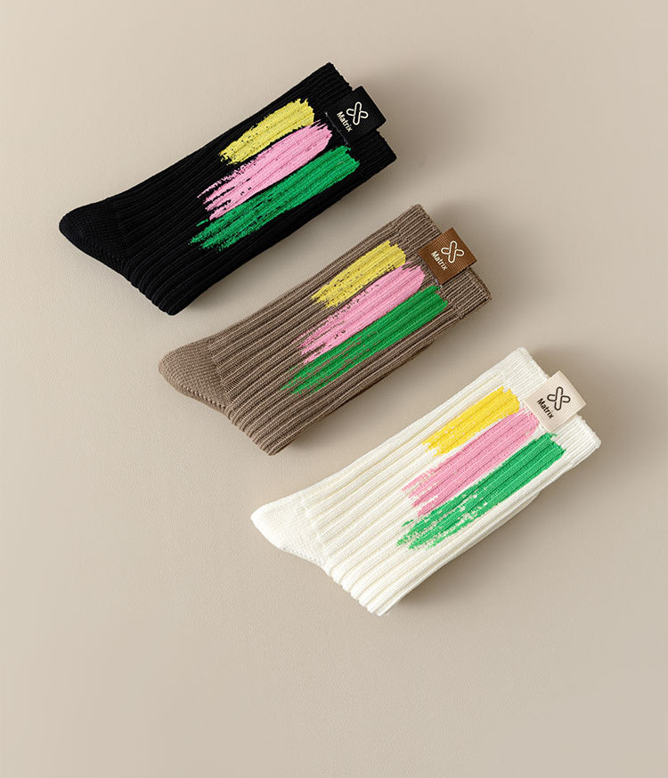 Women's Spring and Autumn Palette Graffiti Fashion Socks (3 Pairs)