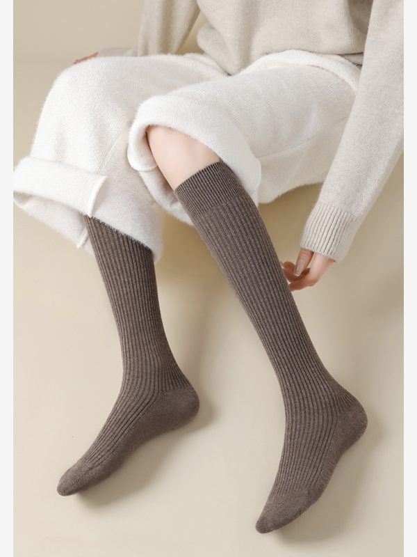 Women's Winter Solid Color Thick Warm Wool Knee Socks