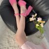 Women's Water Ripple Geometric Line Peach Pink Anti-snagging Fine Mesh Stockings