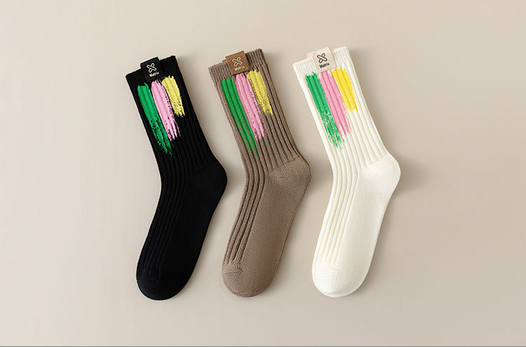 Women's Spring and Autumn Palette Graffiti Fashion Socks (3 Pairs)
