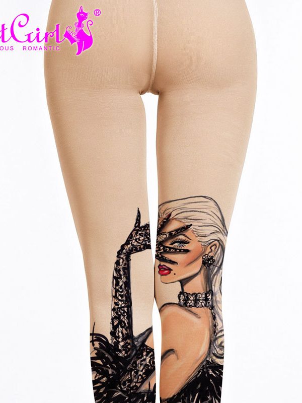 Fashionable face-covering girl print stockings