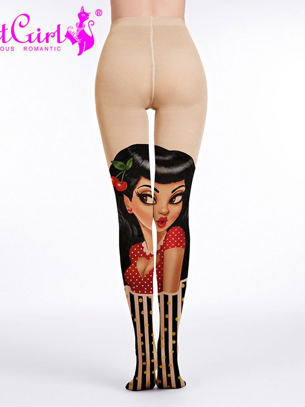 Personalized cartoon girl trendy printed stockings
