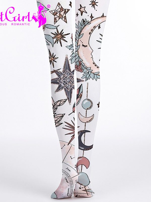 Moon fairy cosplay print thick stockings