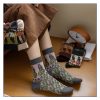 Women's spring and autumn ethnic style boneless woven middle tube socks