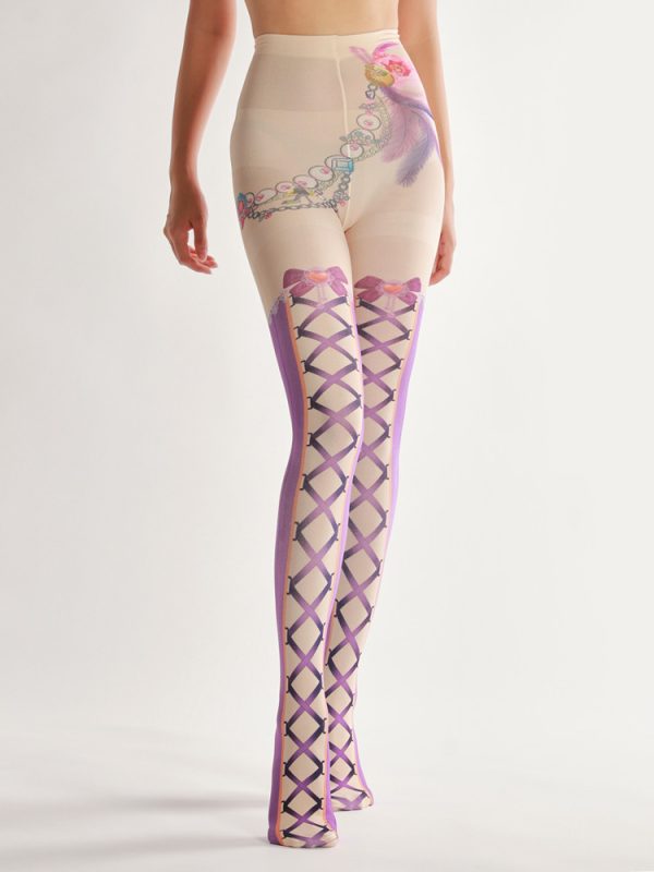 Lace-up anime style pantyhose