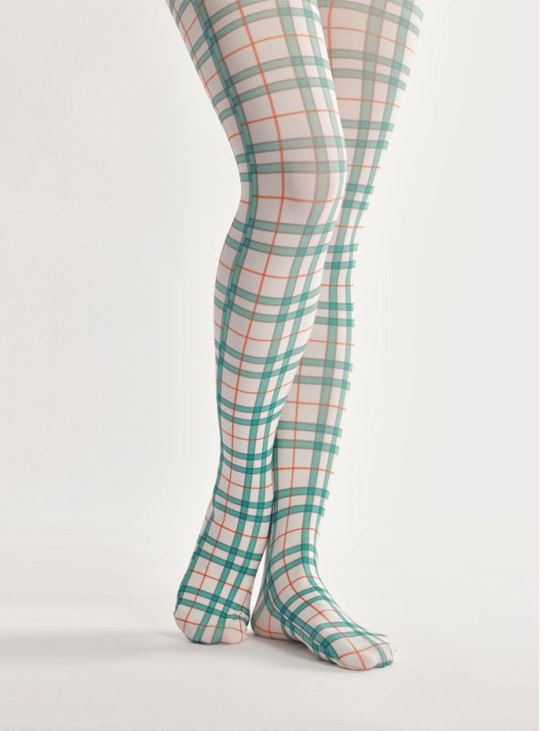 British style checkered print pantyhose