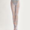 British style line check print pantyhose