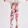 Two-dimensional diamond pattern bow line loli style printed pantyhose