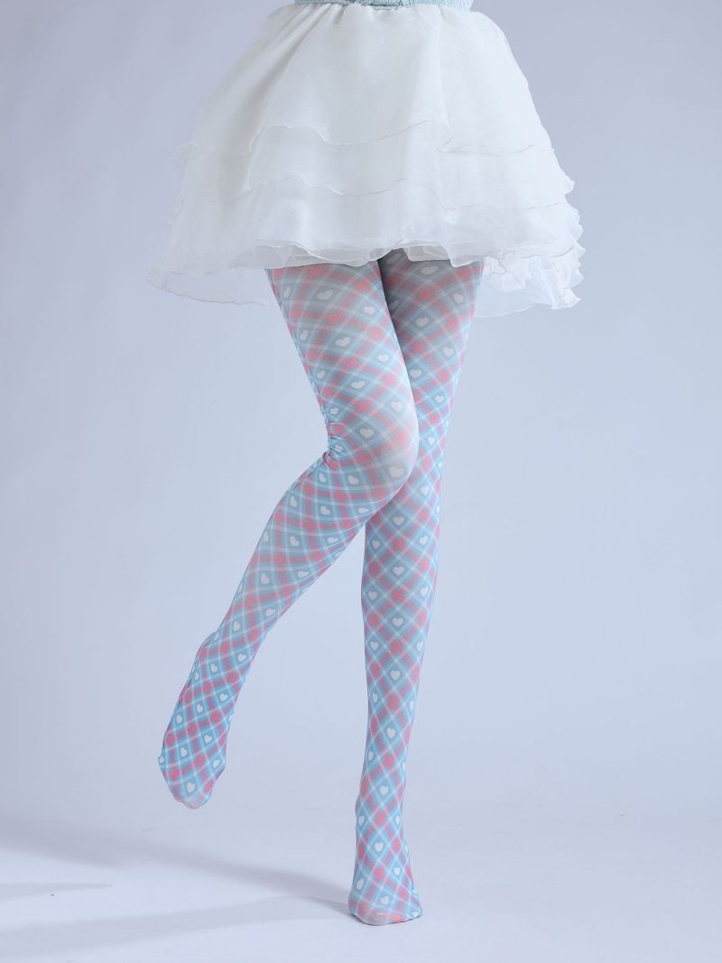 British style rhombus check two dimensional printed pantyhose