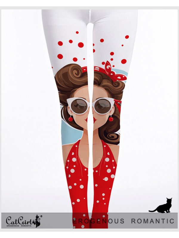Modern Sunglasses Girl Print Stockings