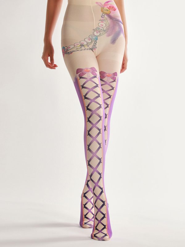 Lace-up anime style pantyhose