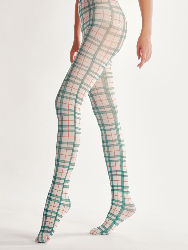 British style checkered print pantyhose