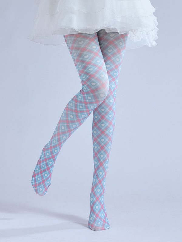 British style rhombus check two dimensional printed pantyhose