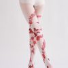 Two-dimensional diamond pattern bow line loli style printed pantyhose