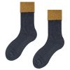 Women's autumn and winter two-tone cuffed warm cashmere socks