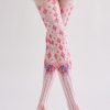Two-dimensional diamond pattern bow line loli style printed pantyhose