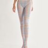 British style line check print pantyhose