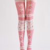 COSPLAY pink bow loli style printed pantyhose
