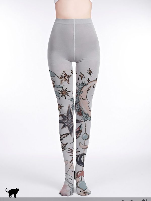 Moon fairy cosplay print thick stockings