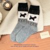 Women's Retro Furry Puppy Pattern Autumn and Winter Wool Warm Plush Socks