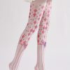 Two-dimensional diamond pattern bow line loli style printed pantyhose