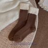 Women's autumn and winter two-tone cuffed warm cashmere socks