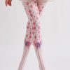 Two-dimensional diamond pattern bow line loli style printed pantyhose