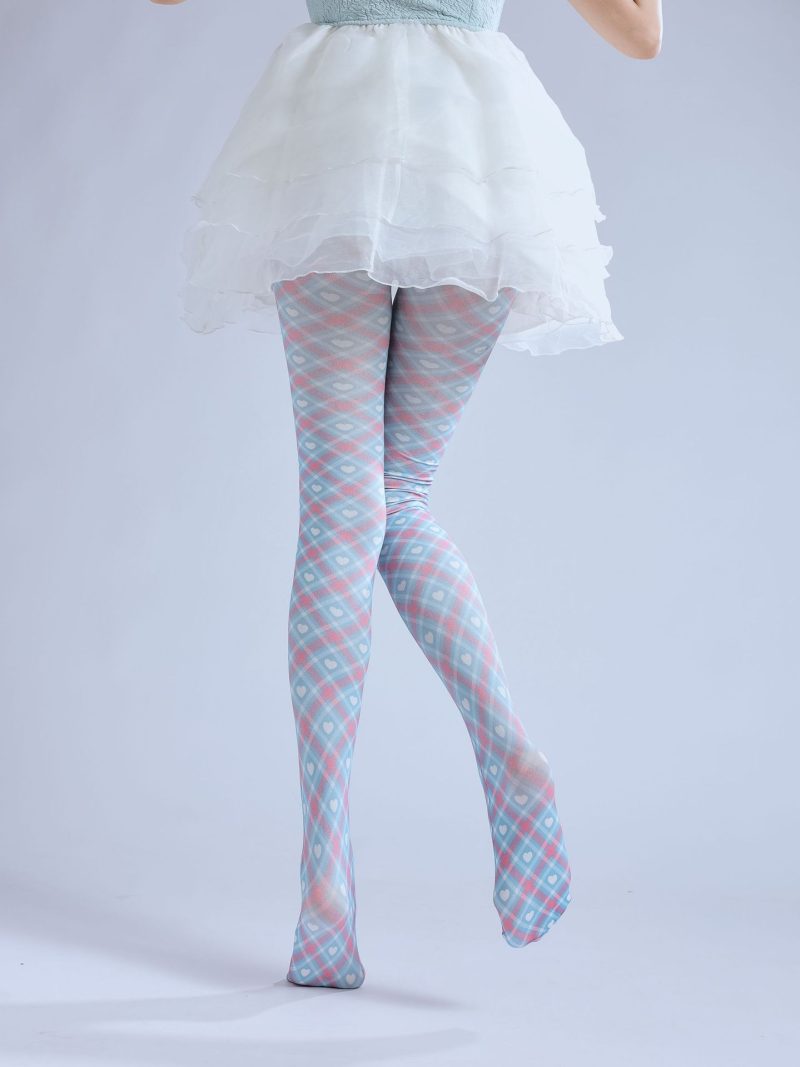 British style rhombus check two dimensional printed pantyhose