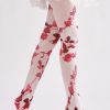 Two-dimensional diamond pattern bow line loli style printed pantyhose
