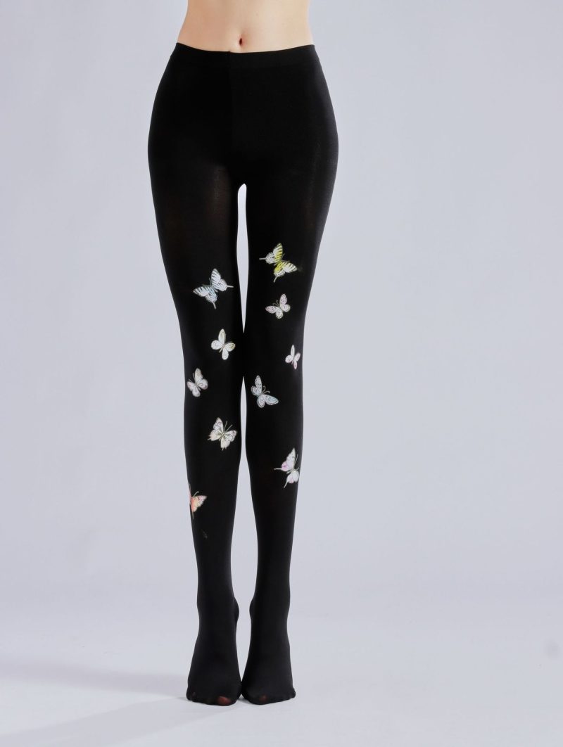 COSPLAY flying butterfly black print pantyhose