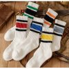 Men's autumn and winter thickened soles colorful wide striped mid-tube socks