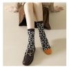 Women's spring and autumn niche trend irregular geometric pattern mid-tube socks