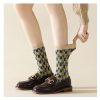 Women's spring and autumn niche trend irregular geometric pattern mid-tube socks