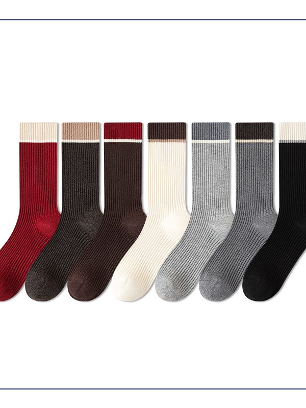 Women's Autumn and Winter Thin Cashmere Color Block Socks